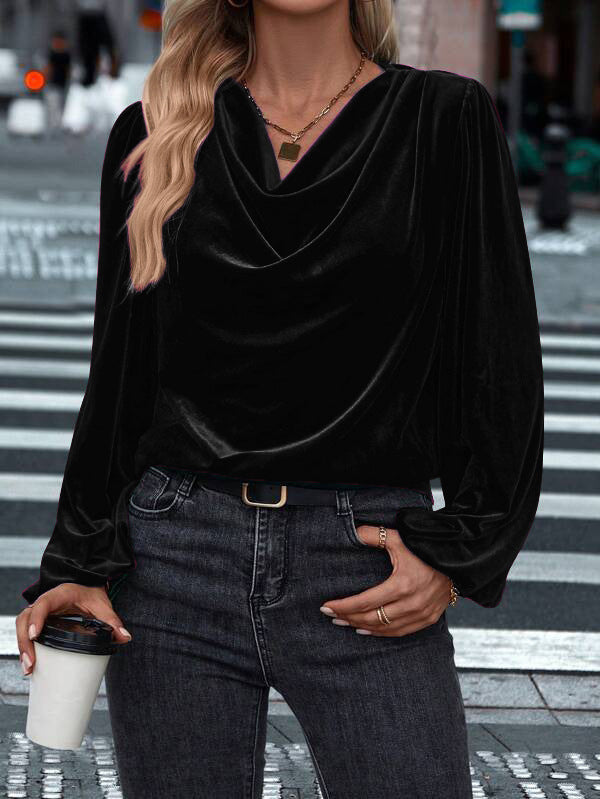 Women's Pile Collar Long Sleeve Top